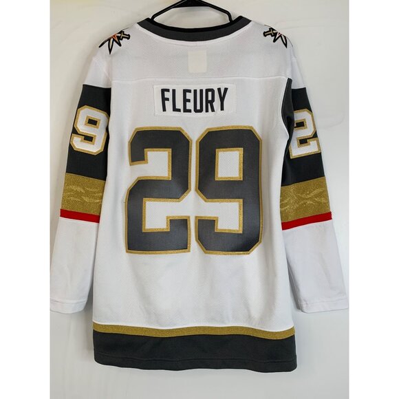 Vegas Golden Knights Womens M Fleury Fanatics NHL Jersey White/Gold - Picture 2 of 11
